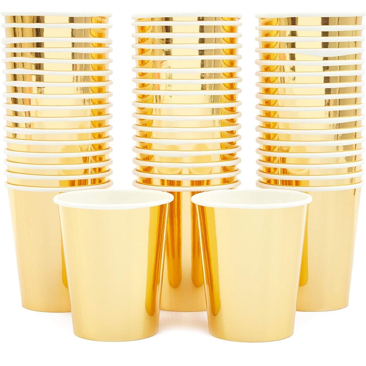 50 Pack 9oz Gold Party Disposable Cups for Hot Drinks, Party Supplies, Weddings, Bridal Showers